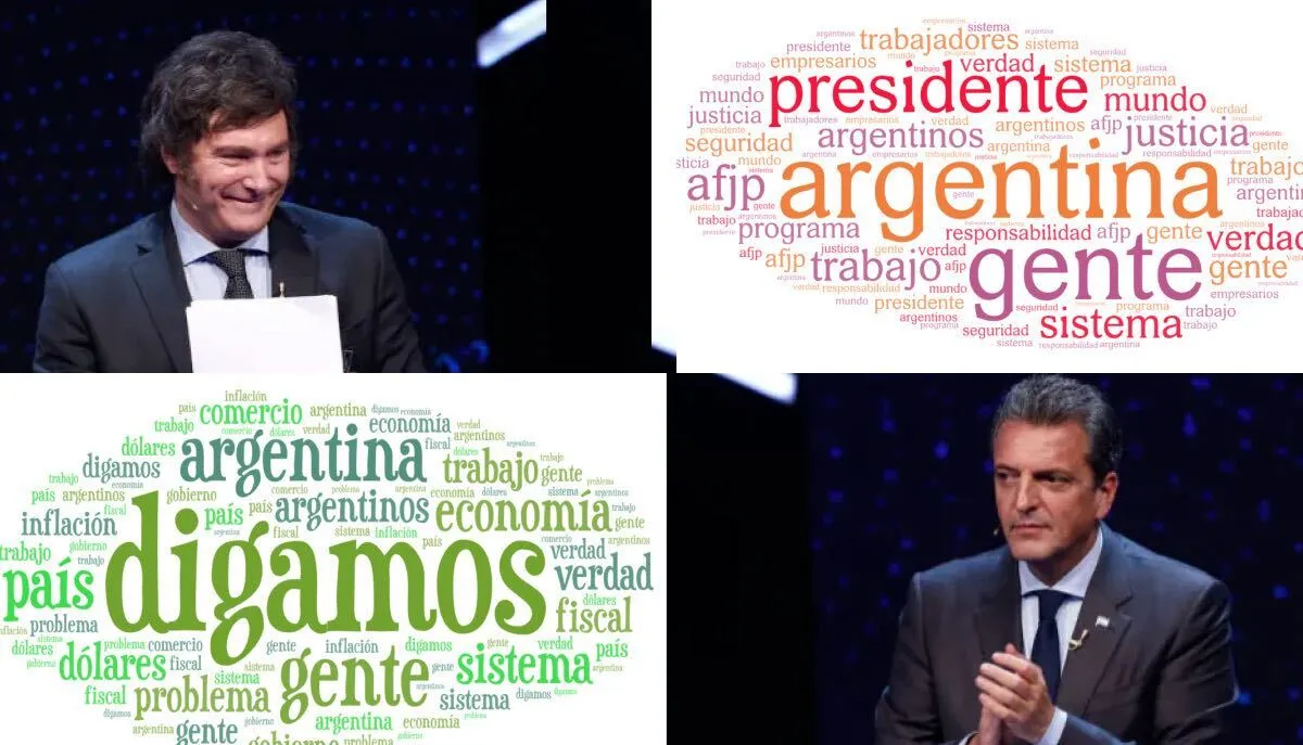 Cuáles fueron las palabras más usadas por Sergio Massa y Javier Milei durante el Debate Presidencial.