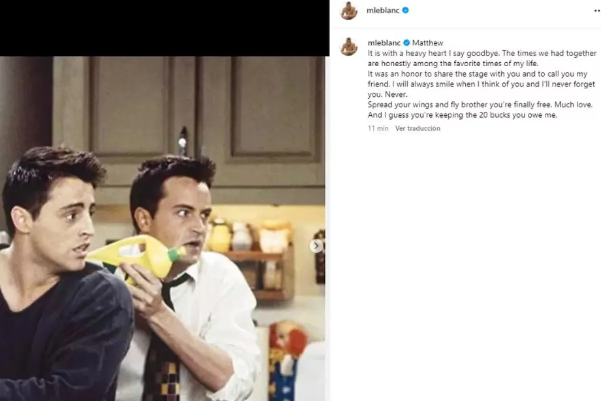 Matt Le Blanc le dijo adiós a Matthew Perry con un doloroso posteo: Finalmente eres libre