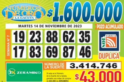Los Números de Oro de LA GACETA del 14 de noviembre de 2023