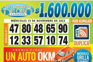 Los Números de Oro de LA GACETA del 15 de noviembre de 2023