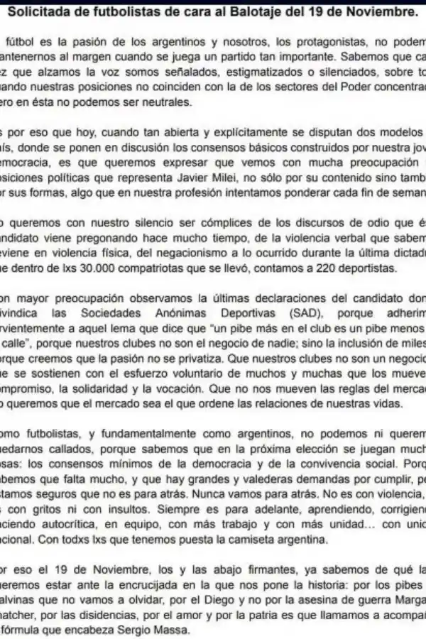 El mundo de la redonda apoya a Massa