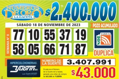 Los Números de Oro de LA GACETA del 18 de noviembre de 2023