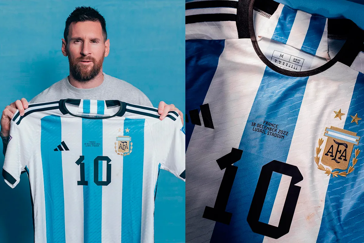 RELIQUIAS. Lionel Messi subastará la camiseta que utilizó en la final del Mundial 2022 contra Francia.