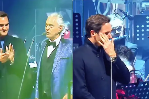 Video: la emoción y el llanto de Roger Federer en el escenario junto a Andrea Bocelli