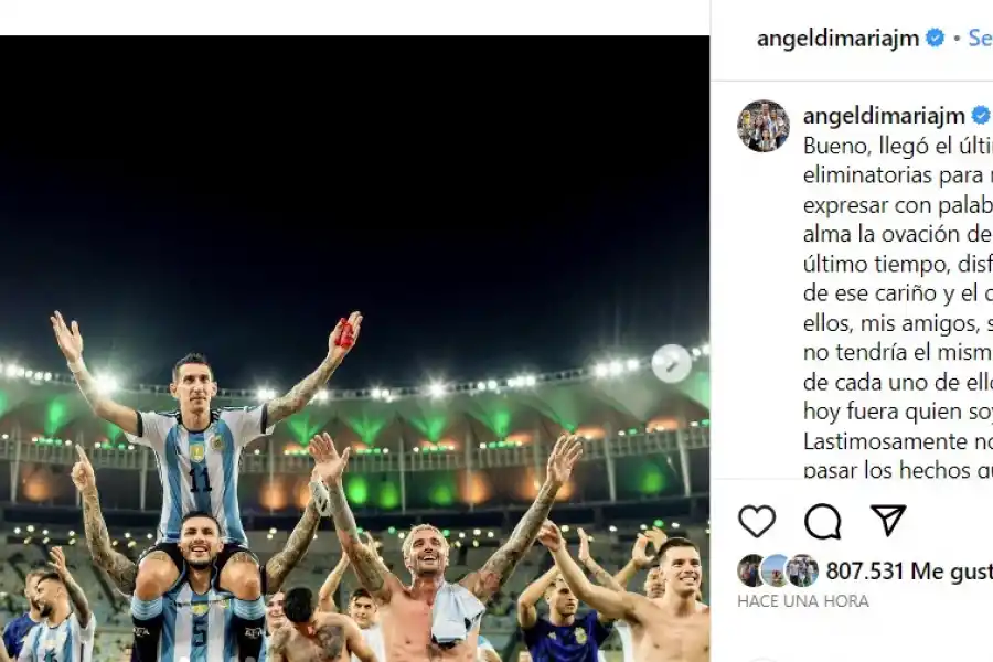 Ángel Di María confirmó cuándo se retira de la Selección: Con todo el dolor del alma