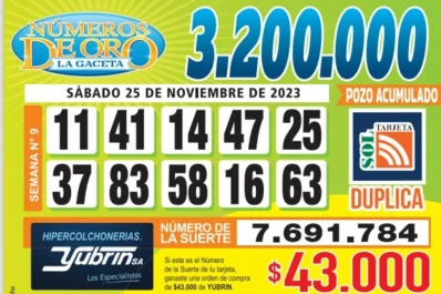 Los Números de Oro de LA GACETA del 25 de noviembre de 2023