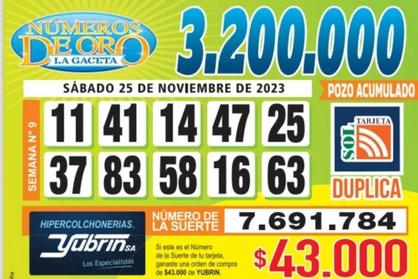 Los Números de Oro de LA GACETA del 25 de noviembre de 2023