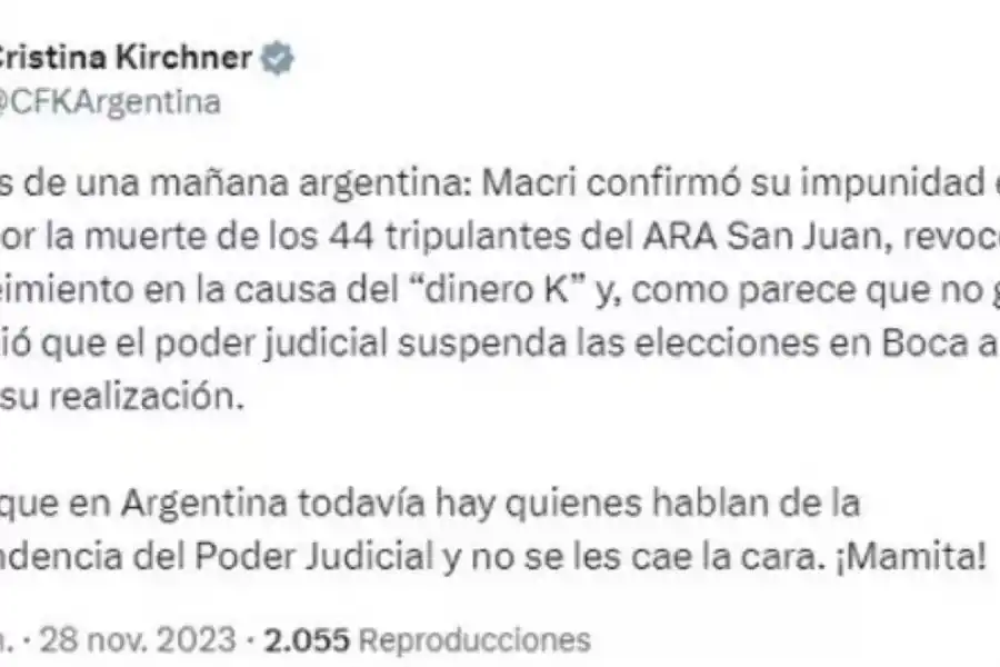 Hasta Cristina se metió en la interna de las elecciones en Boca Juniors