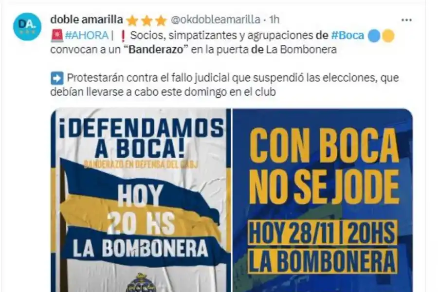 Los hinchas de Boca Juniors agitan las redes con banderazos