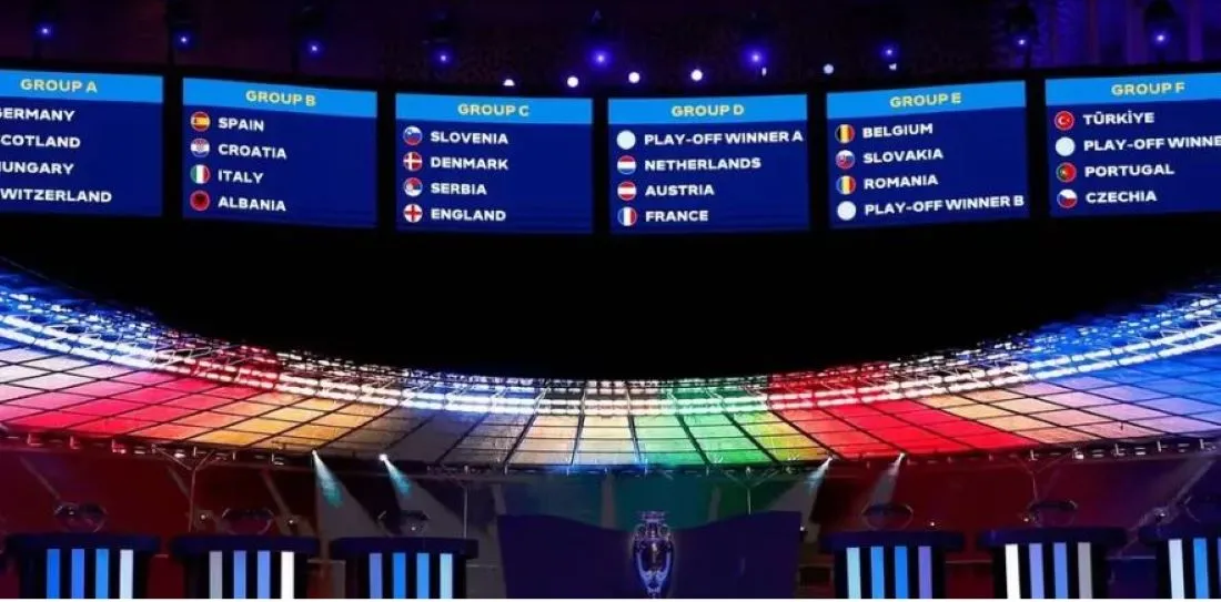 IMPONENTE. La enorme pantalla muestra los grupos con los equipos que competirán por más de 300 millones de euros.