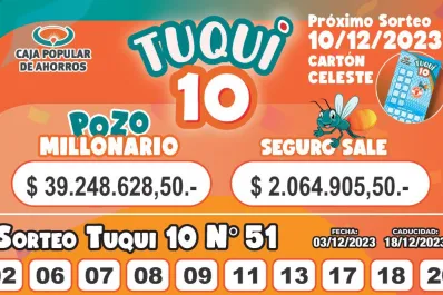 Tuqui 10: cómo salió el sorteo del domingo 3 de diciembre