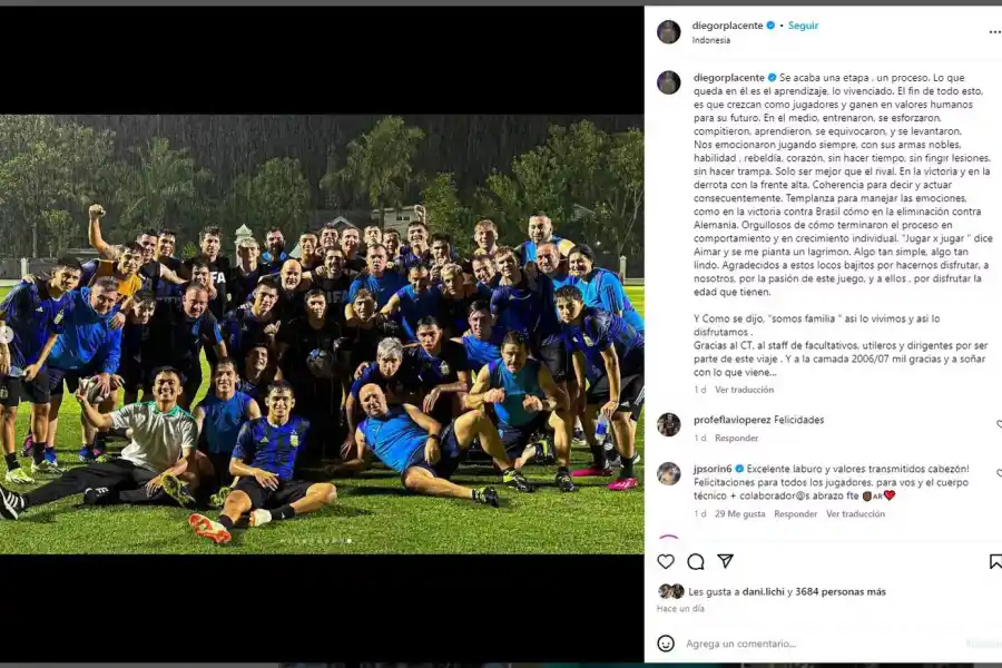 La emotiva carta de Diego Placente para los jugadores de la Selección argentina Sub-17