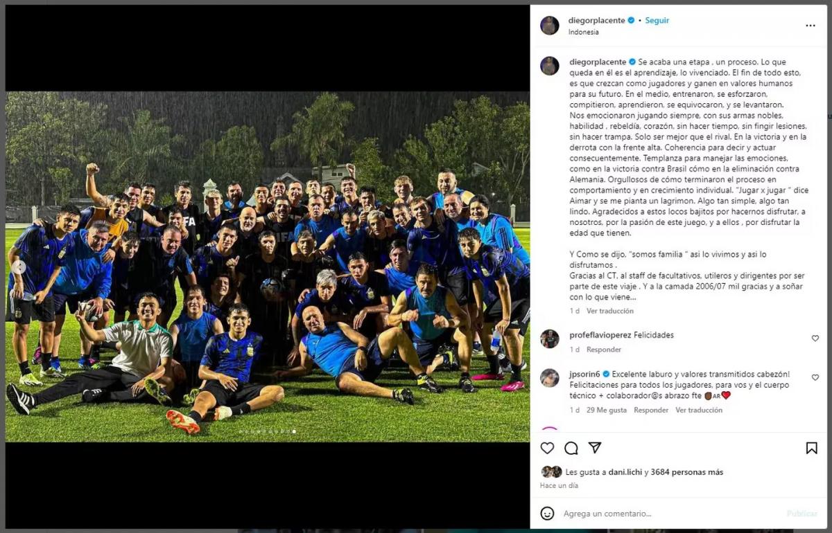 La emotiva carta de Diego Placente para los jugadores de la Selección argentina Sub-17