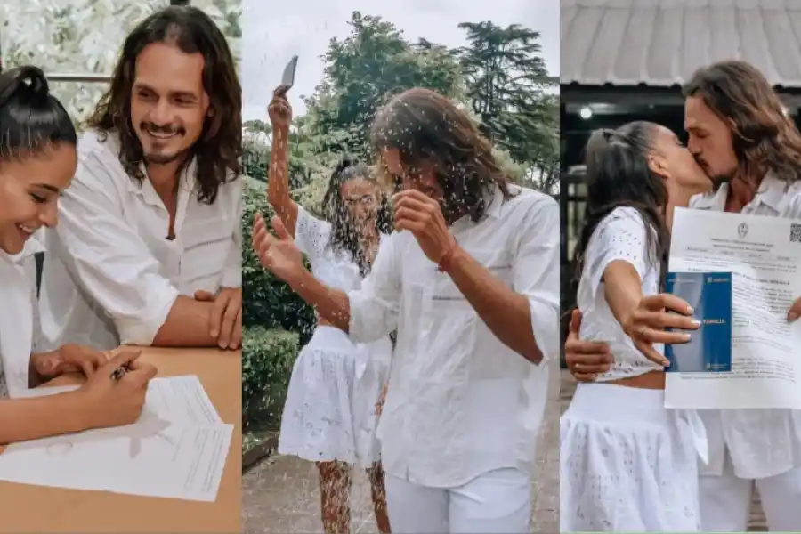 Así fue el casamiento por civil de Celeste Muriega y Christian Sancho