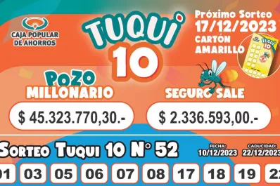 Tuqui 10: cómo salió el sorteo del domingo 10 de diciembre