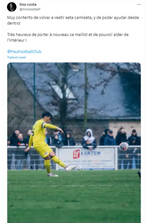 “Tino” Costa debutó en el ascenso francés: ¿En qué equipo juega?