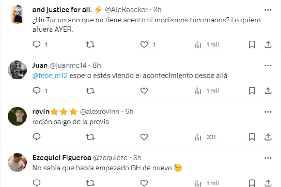 Los comentarios en Twitter sobre el ingreso de Manzana a Gran Hermano