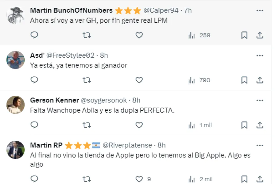 Gran Hermano: la gente opina en Twitter sobre Manzana