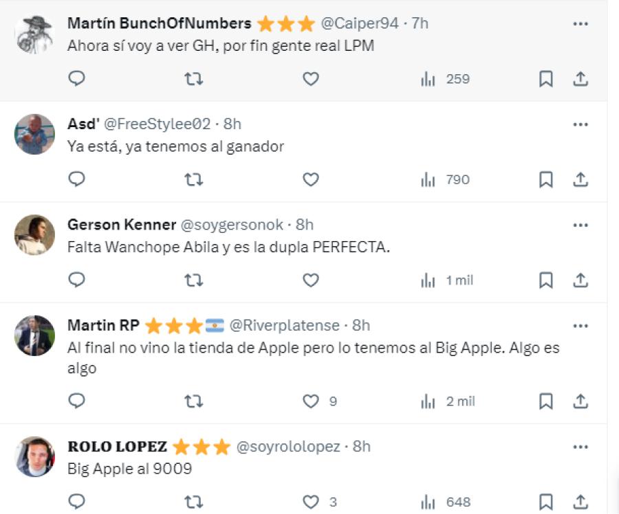 Gran Hermano: la gente opina en Twitter sobre Manzana