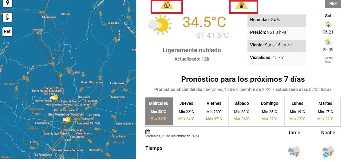 Doble advertencia del SMN: Tucumán, en alerta amarilla por calor extremo y fuertes tormentas