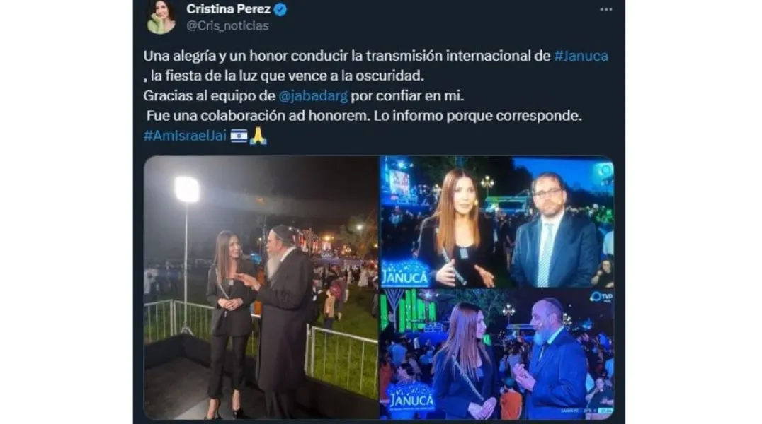 La aclaración de Cristina Pérez sobre su participación en la TV Pública.