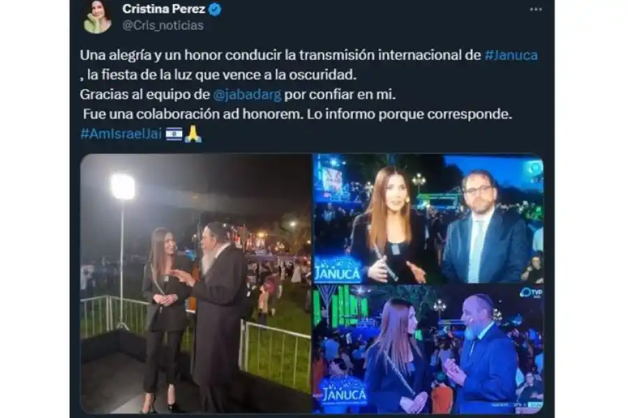 La aclaración de Cristina Pérez sobre su participación en la TV Pública.