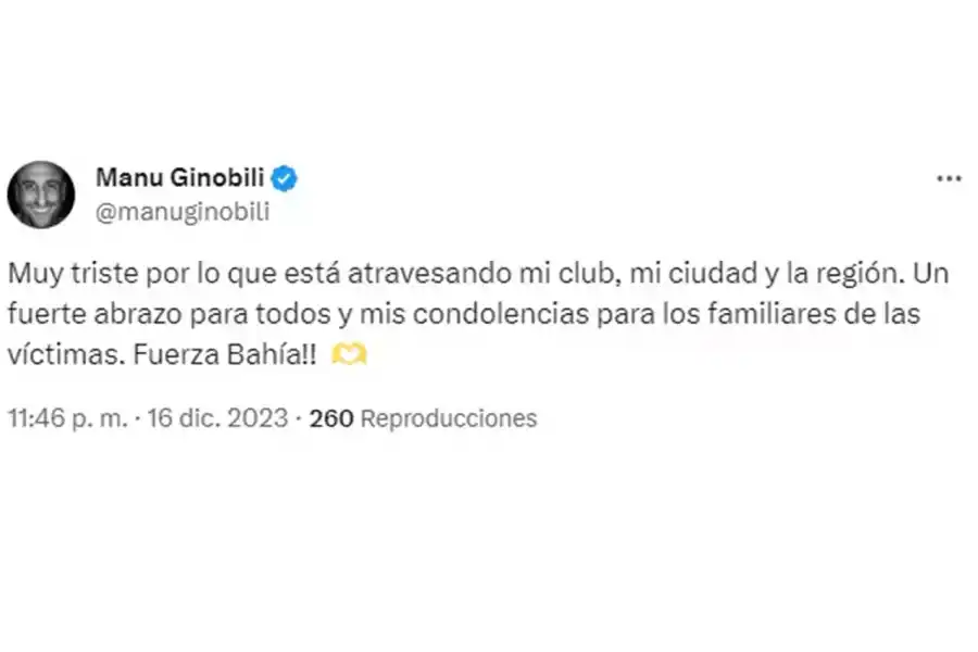 Un temporal en Bahía Blanca: el emotivo mensaje de Manu Ginóbili tras el colapso de su club