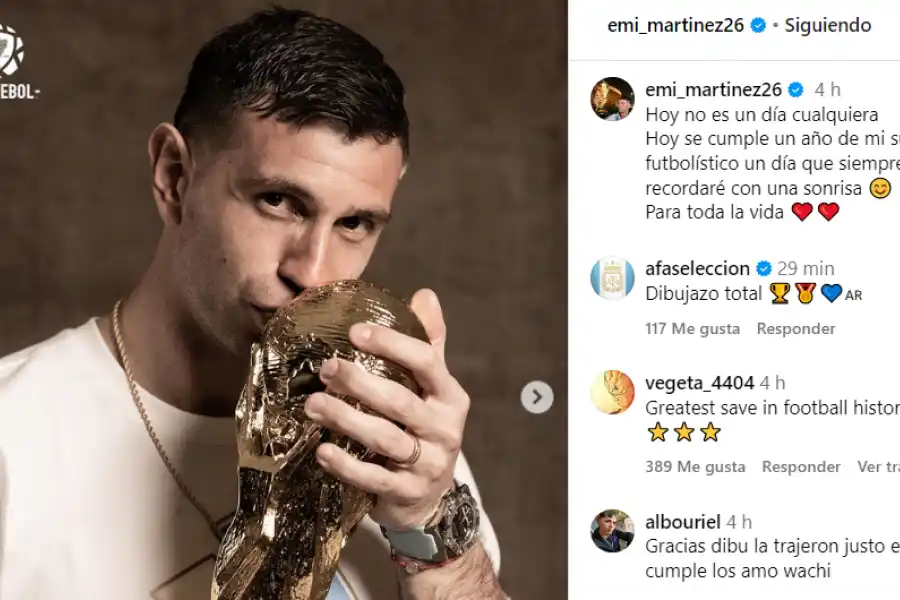 A un año del Mundial de Qatar 2022: el emotivo posteo del “Dibu” Martínez para recordar el título