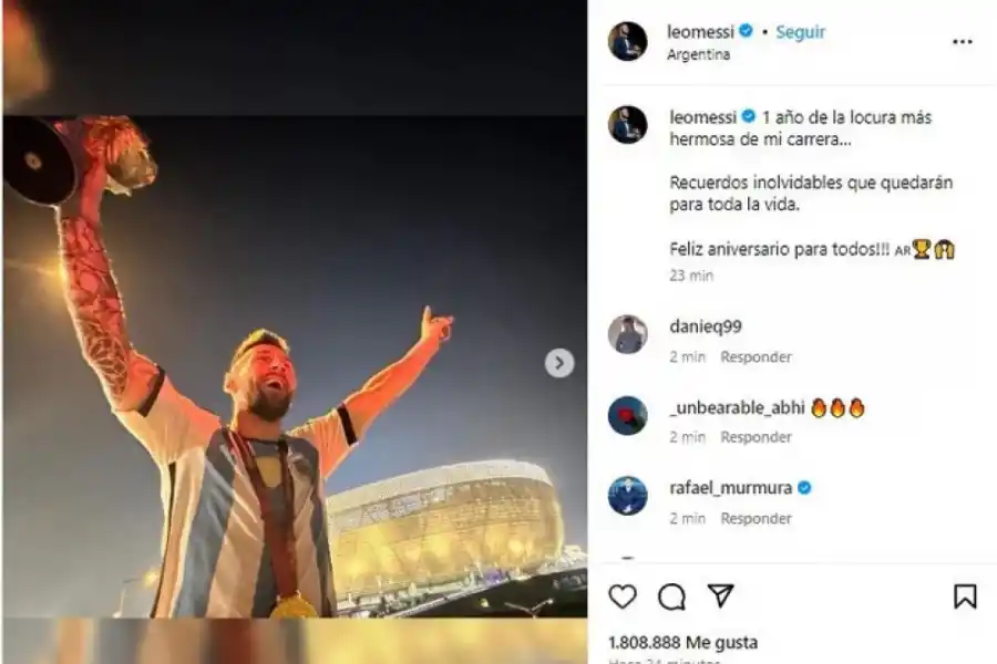 Lionel Messi publicó una serie de fotos inéditas con la Copa del Mundo en Qatar