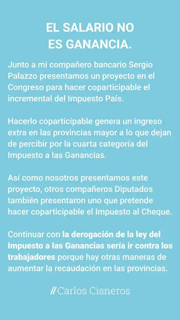 Ante el aumento del impuesto PAIS, Cisneros y Palazzo piden que se coparticipe