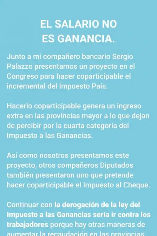 Ante el aumento del impuesto PAIS, Cisneros y Palazzo piden que se coparticipe