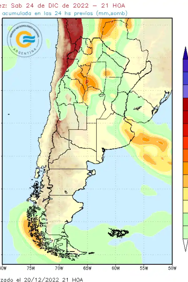 Mapa del clima en Argentina