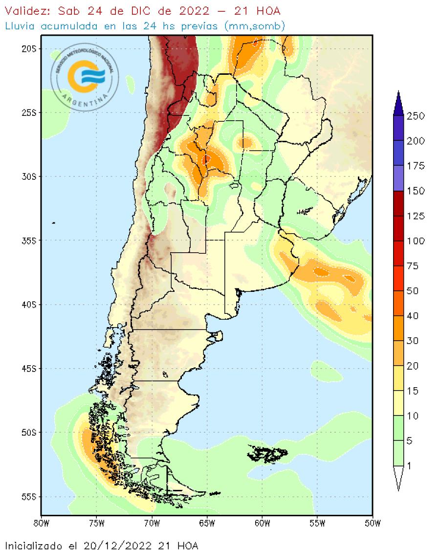 Mapa del clima en Argentina
