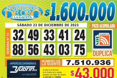Los Números de Oro de LA GACETA del 23 de diciembre de 2023