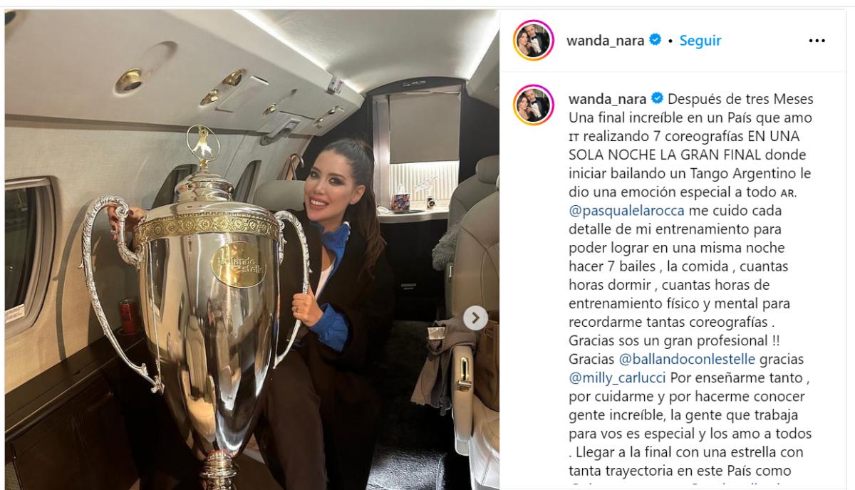 El posteo de Wanda Nara tras consagrarse campeona en el Bailando Italiano.