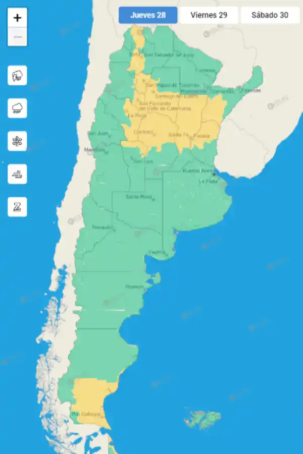 Alerta meteorológica: mapa del país