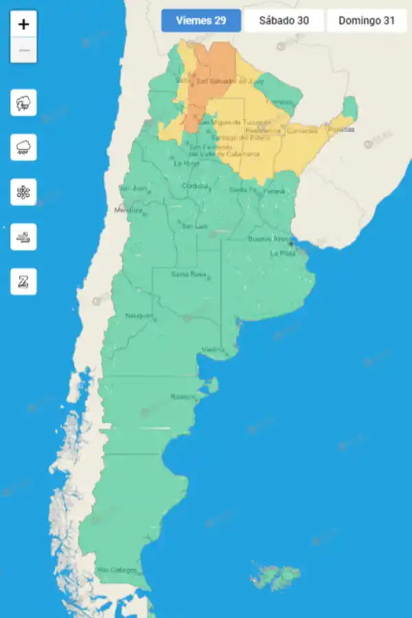 Mapa de las alertas meteorológicas