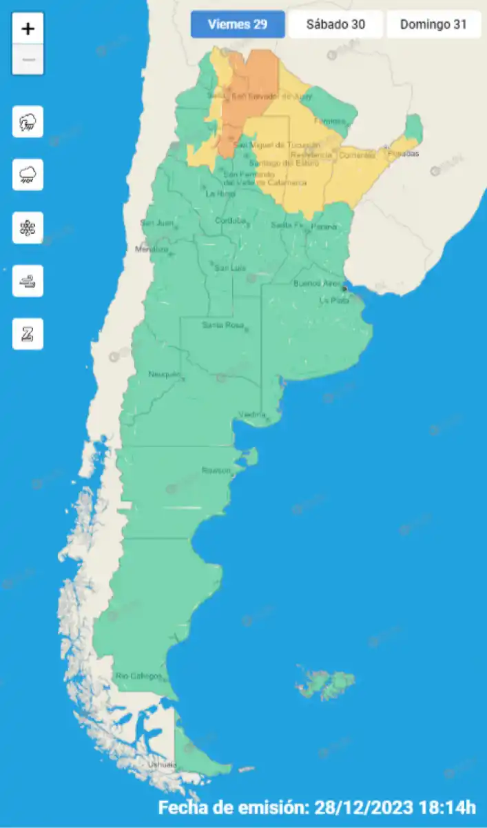 Mapa de las alertas meteorológicas