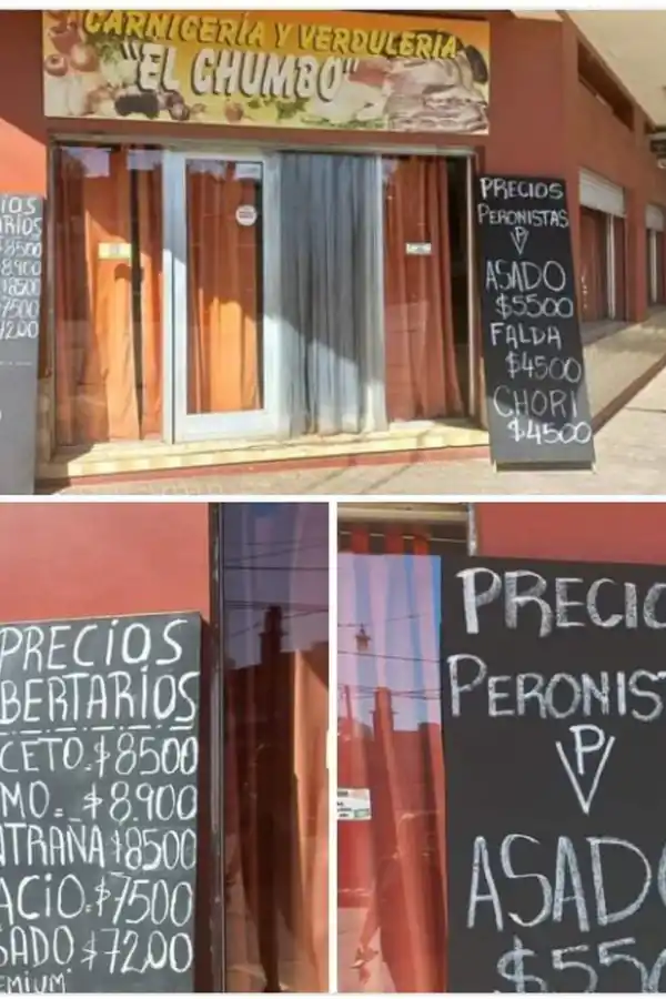 Una carnicería colocó carteles con precios diferentes para “peronistas” y “libertarios” y es furor en las redes sociales.