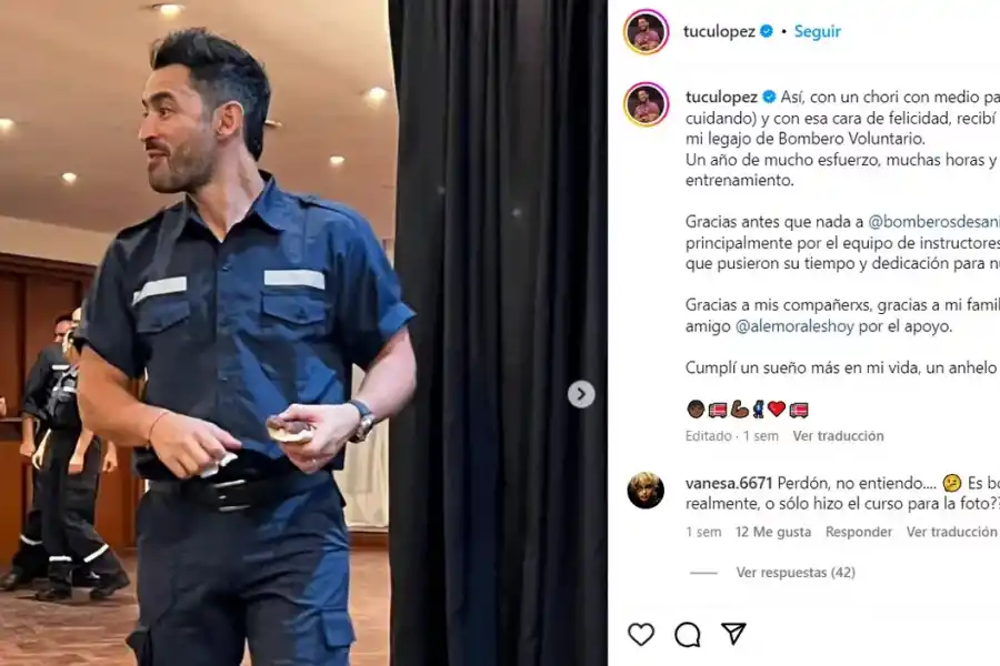 El “Tucu López se recibió de bombero voluntario e hizo un pedido muy especial a la gente