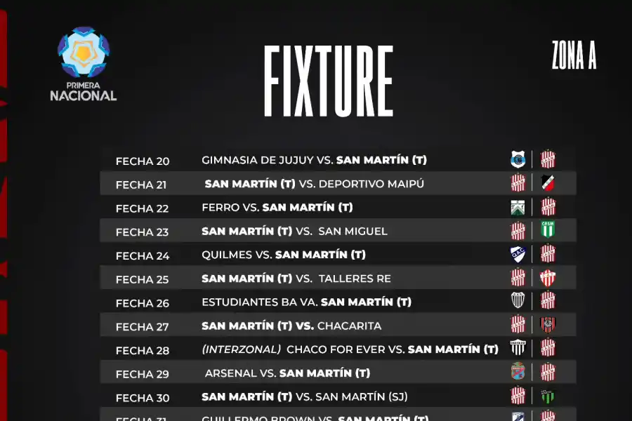 San Martín de Tucumán ya conoce su hoja de ruta para 2024