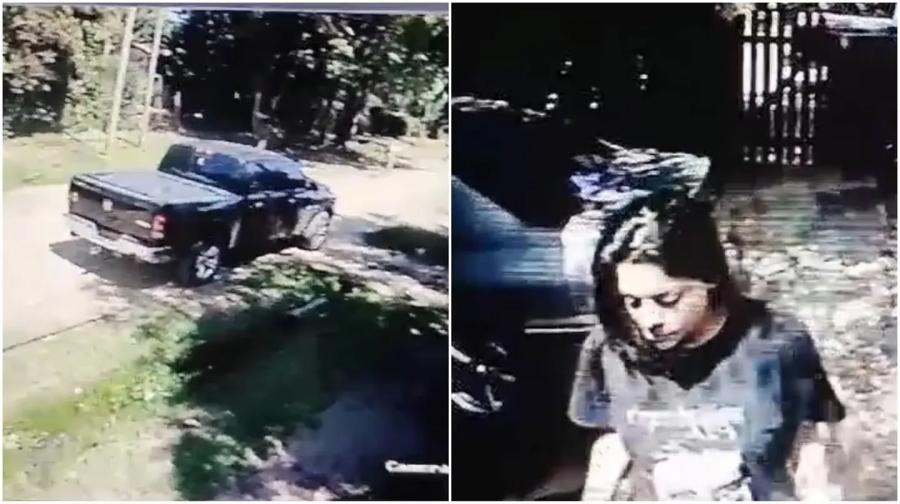 Captura de pantalla del video que muestra la camioneta de Benítez en la casa de Ayala