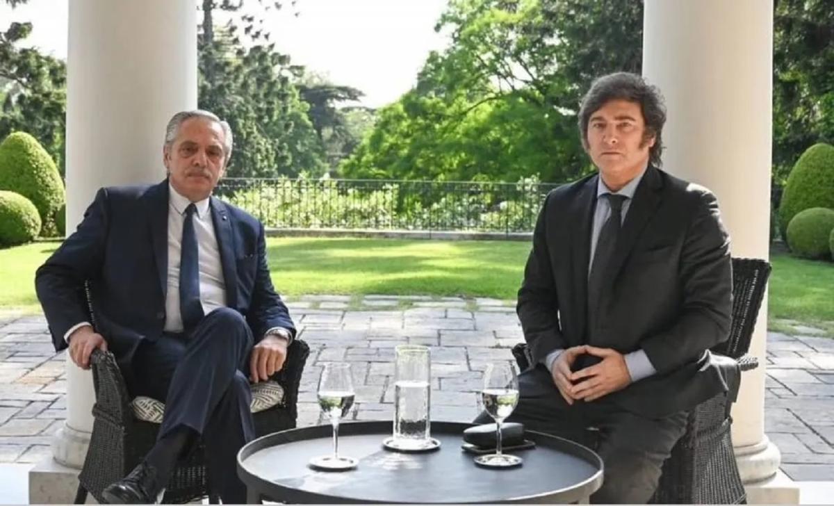 REUNIÓN. En noviembre, Milei estuvo con Alberto Fernández en la Quinta de Olivos. 