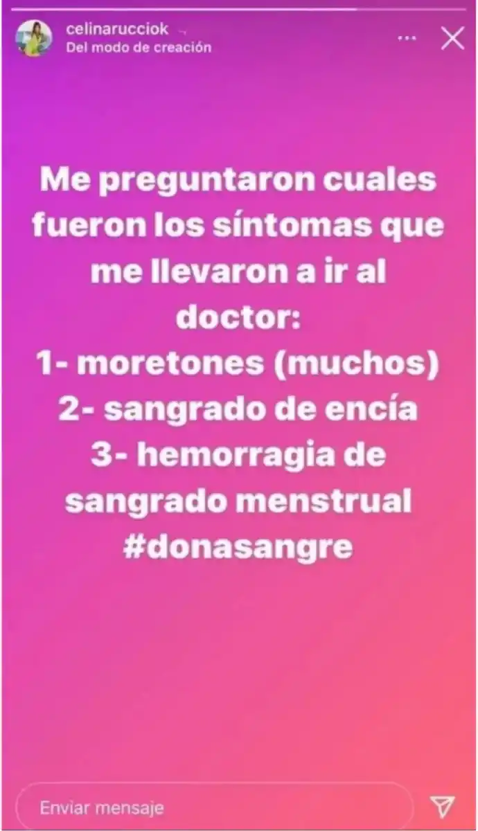 Los síntomas que tuvo Celina Rucci antes de ser diagnosticada con leucemia