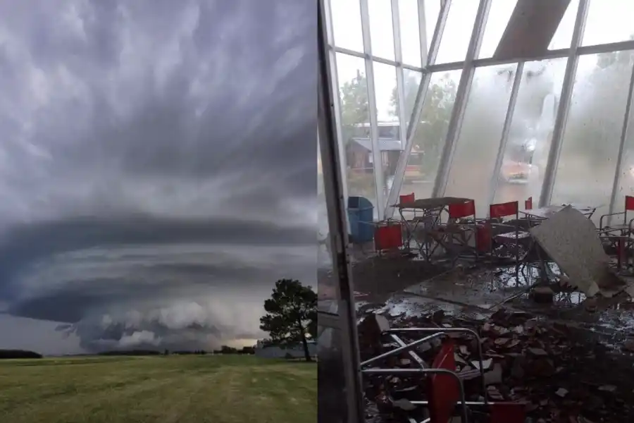 La tromba marina generó destrozos en varios puntos de Miramar.