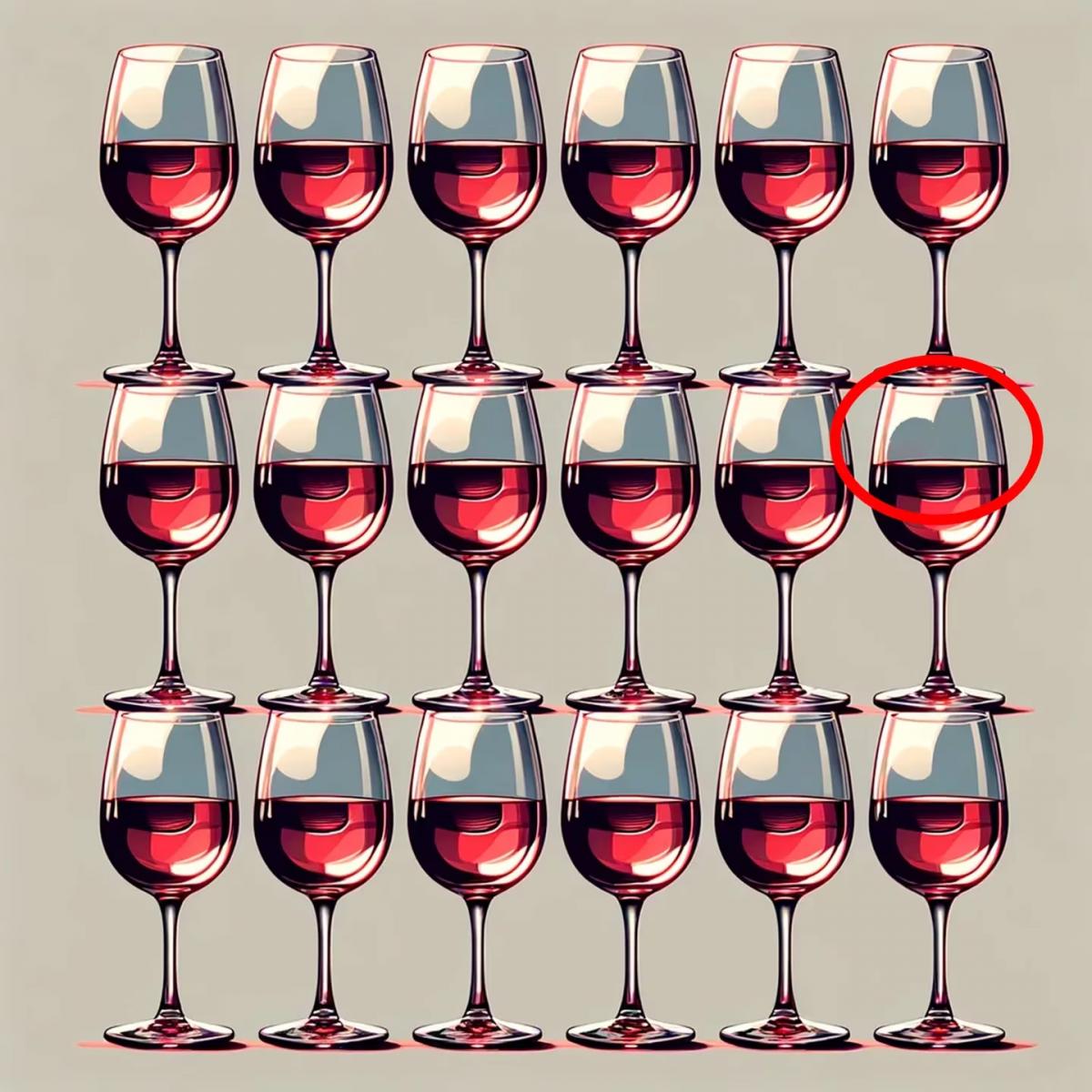 Solo una mente excepcional puede identificar la copa de vino que difiere en la imagen
