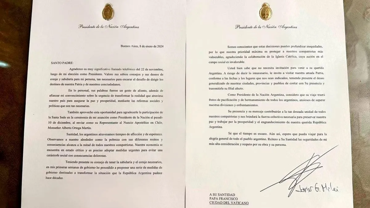 Carta de Milei al Papa