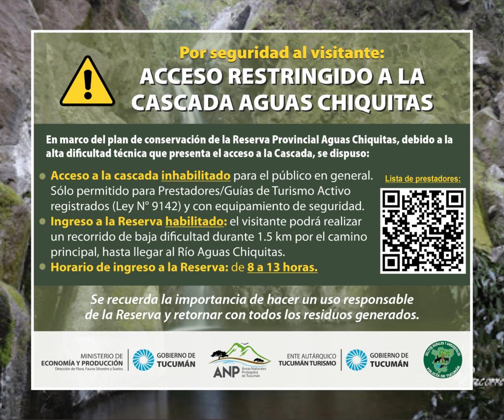 Se limita el acceso a Aguas Chiquitas: los paseos a la cascada son restringidos