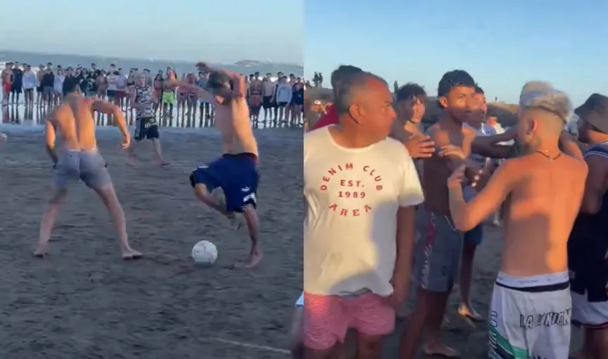 La fuerte pelea en un partido de playa con hinchas de Atlético Tucumán y San Martín que se volvió viral.