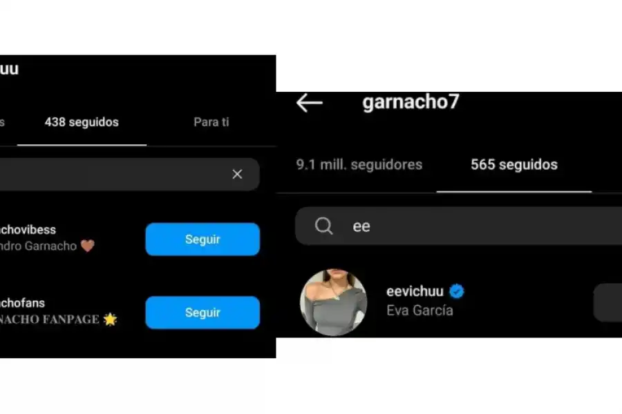 Eva dejó de seguir a Garnacho en Instagram.